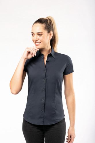 Kariban Dames stretch blouse korte mouwen [K532]