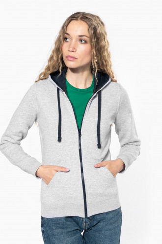 Kariban Ladies contrast hooded full zip sweatshirt [K467]