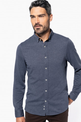 Kariban Long-sleeved Jacquard knit shirt [K507]