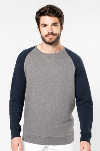 Kariban Mens two-tone organic crew neck raglan sleeve sweatshirt [K491]